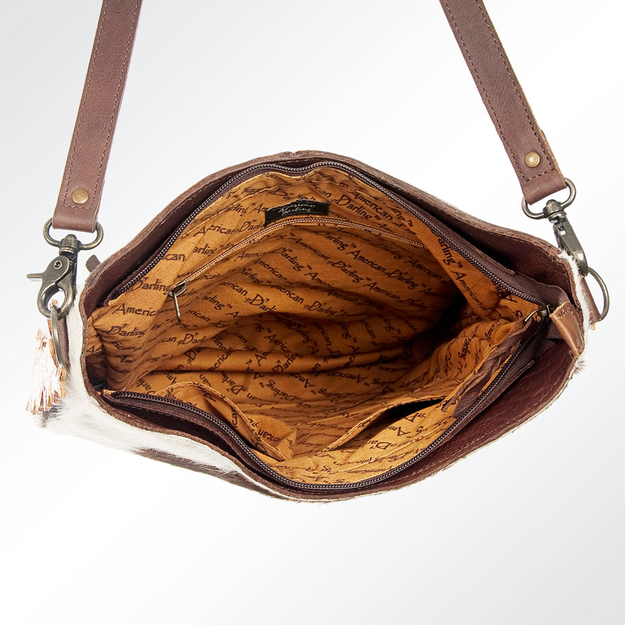 American Darling Cross body Bag Hand Tooled Floral Carved Cowhide Genuine Leather Western Purse with YKK Zipper