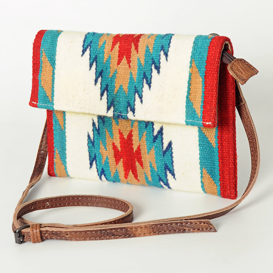 American Darling Hand Woven Saddle Blanket Western Leather Small Cross body Bag - Uhorse