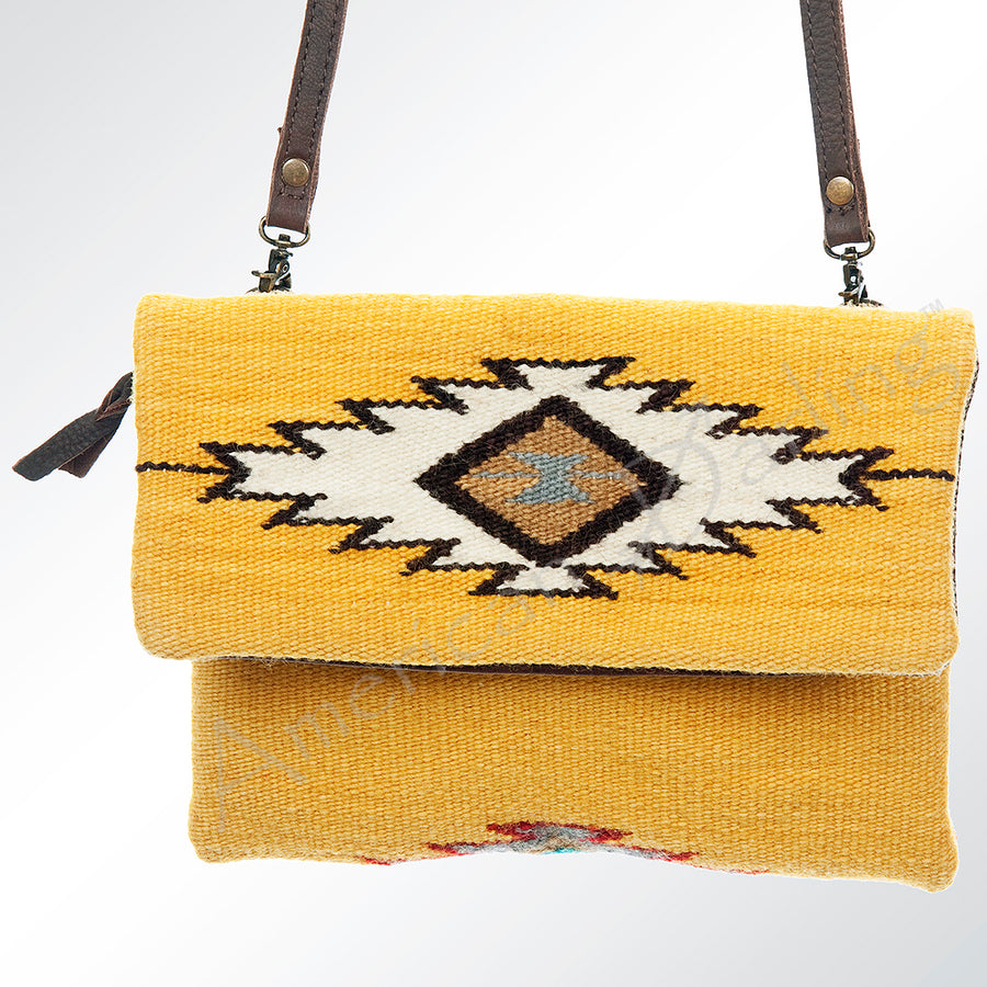 American Darling Hand Woven Saddle Blanket Western Leather Cross body Bag - Uhorse