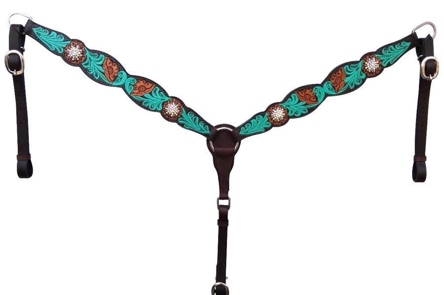 Bar H Equine American Leather Horse Saddle Tack One Ear Headstall Breast Collar Browband Wither Strap Set Jora Autumn