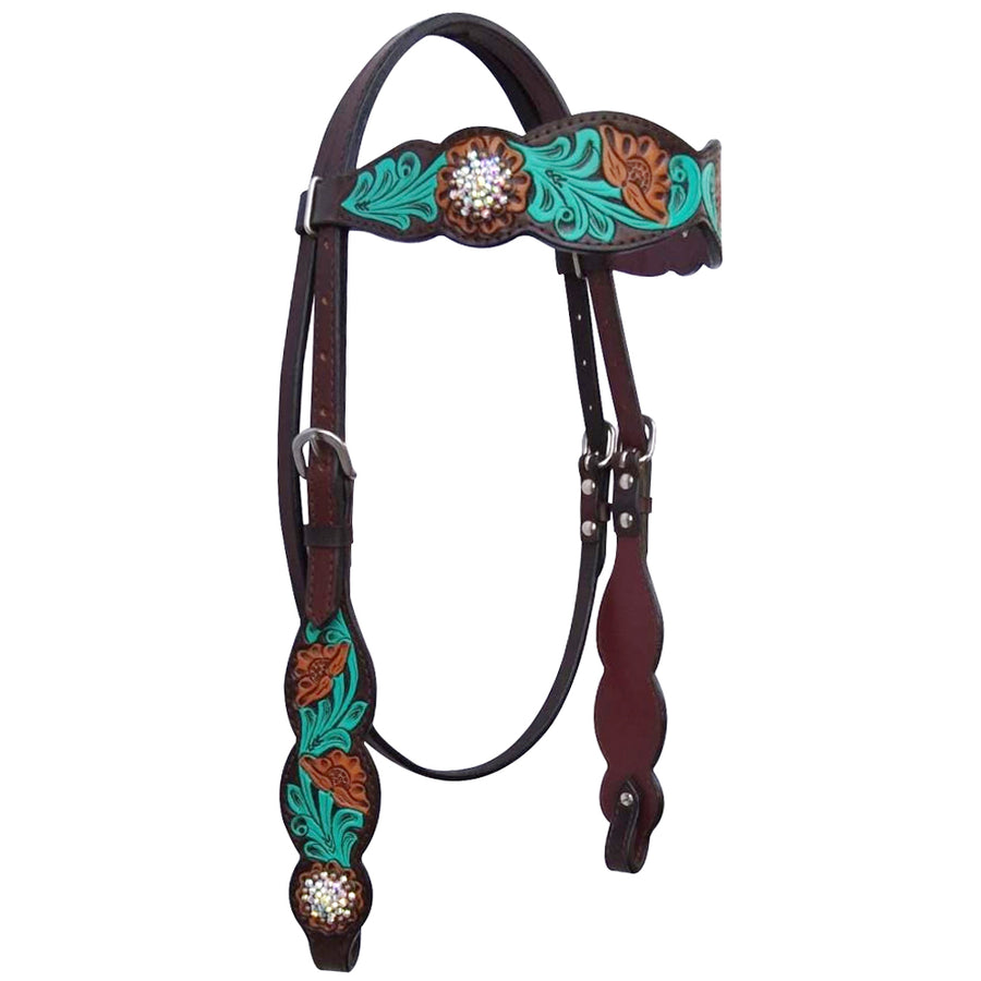 Bar H Equine American Leather Horse Saddle Tack Headstall | Browband Headstall Jora Autumn Collection - Bar H Equine