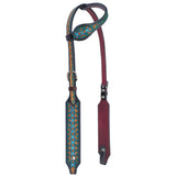 Bar H Equine American Leather Horse Saddle Tack One Ear Headstall Breast Collar Browband Wither Strap Turquoise - Uhorse