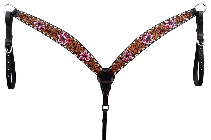 Bar H Equine American Leather Horse Saddle Tack One Ear Headstall Breast Collar Browband Wither Strap Set Tropical Chaya
