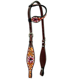 Bar H Equine American Leather Horse Saddle Tack One Ear Headstall Breast Collar Browband Wither Strap Tropical Chaya - Uhorse