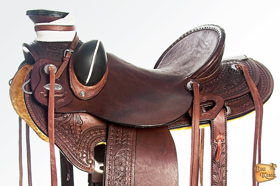 HILASON Western Horse Saddle American Leather Wade Ranch Roping Dark Brown | Hand Tooled & For Horses