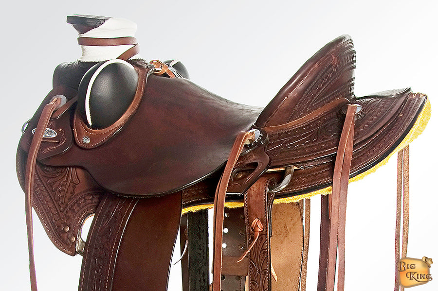 HILASON Western Horse Saddle American Leather Wade Ranch Roping Dark Brown | Hand Tooled & For Horses