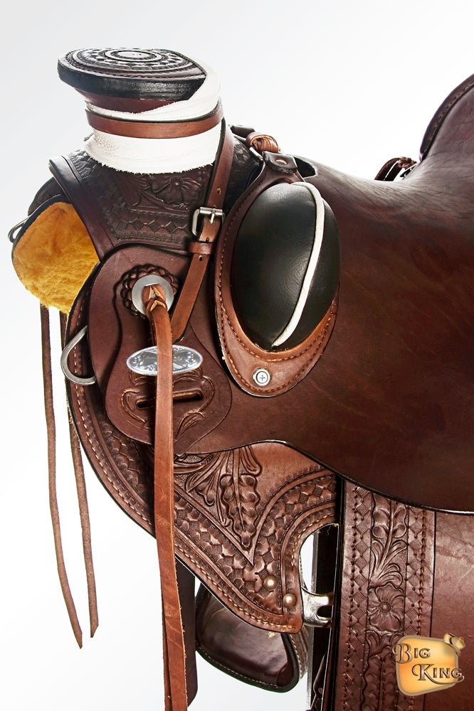 HILASON Western Horse Saddle American Leather Wade Ranch Roping Dark Brown | Hand Tooled & For Horses
