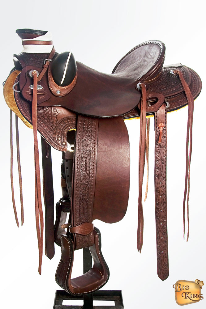 HILASON Western Horse Saddle American Leather Wade Ranch Roping Dark Brown | Hand Tooled & For Horses