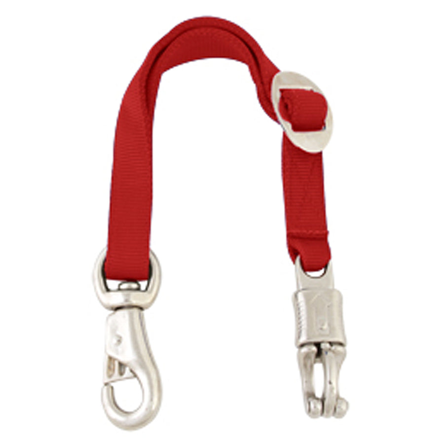 Red nylon horse tie with silver hardware and adjustable buckle - Uhorse