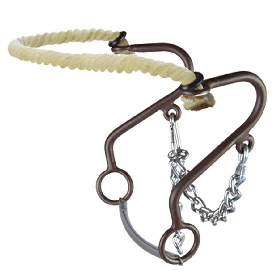 Brown leather western curb bit with rope halter and chain - Uhorse