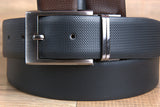 HILASON Black Brown Reversible Texture Leather Dress Belt Genuine Formal | Mens Belts Western Casual Heavy Duty for Men