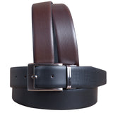 Black Brown Reversible Texture Leather Dress Belt Genuine Formal