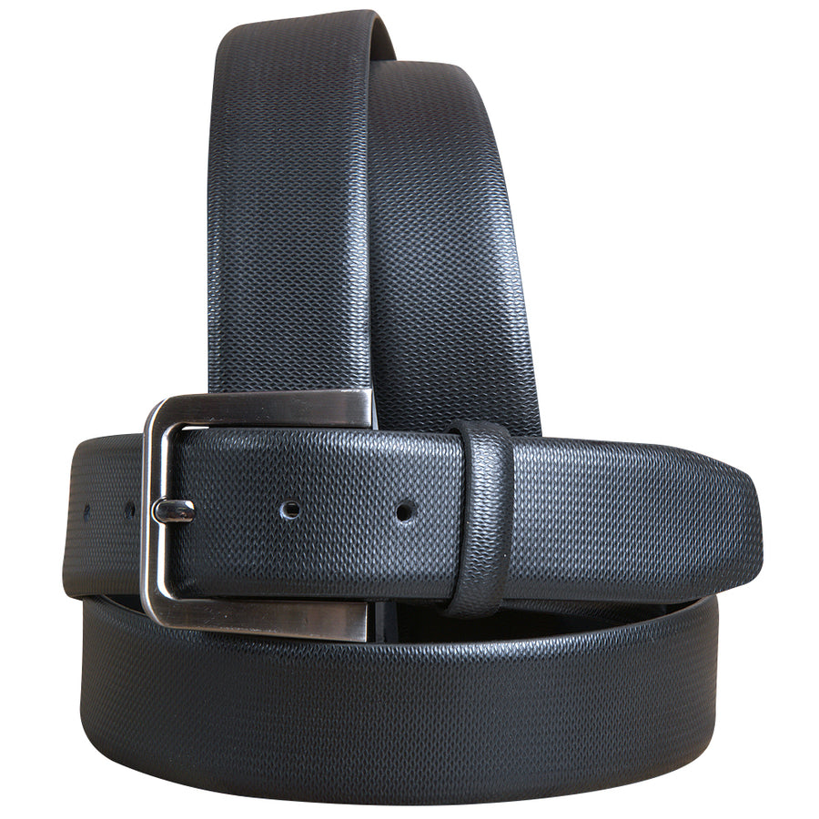 Black Texture Leather Dress Belt 100% Pure Italian Cow Genuine Formal - Uhorse