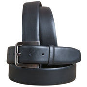 Black Texture Leather Dress Belt 100% Pure Italian Cow Genuine Formal