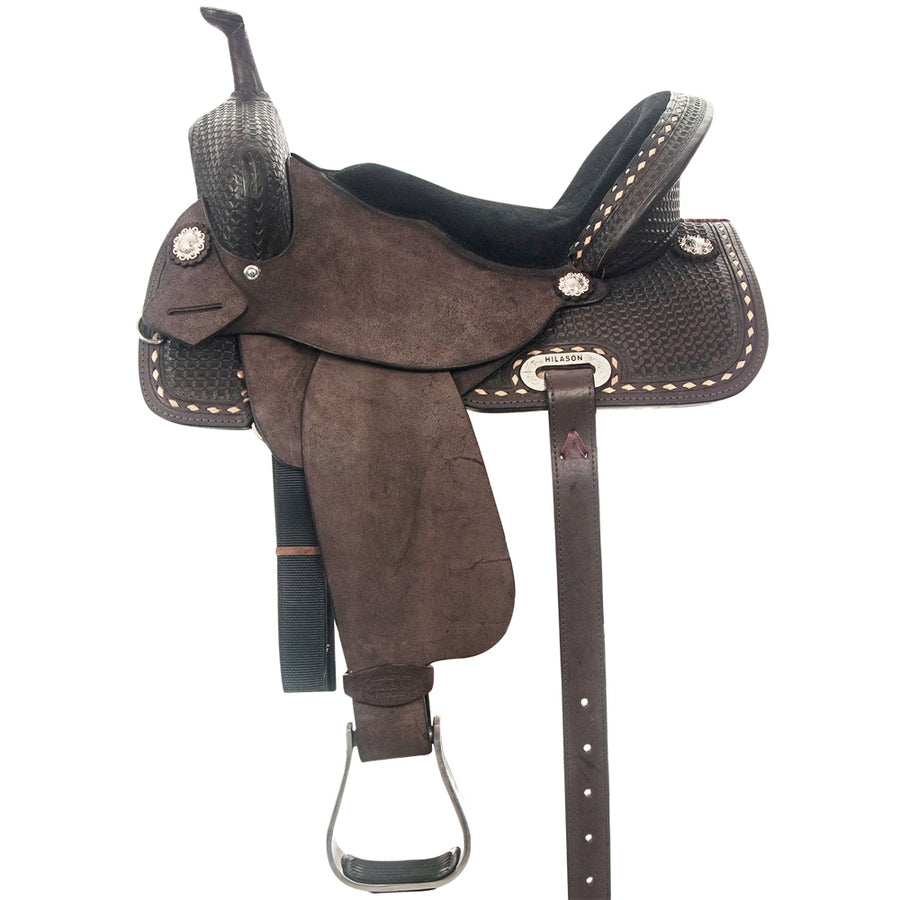 Western Horse Saddle Hilason Flex Tree American Leather Barrel - Uhorse
