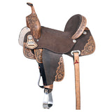 14 In Western Horse Saddle Hilason Flex Tree American Leather Trail Barrel - Uhorse