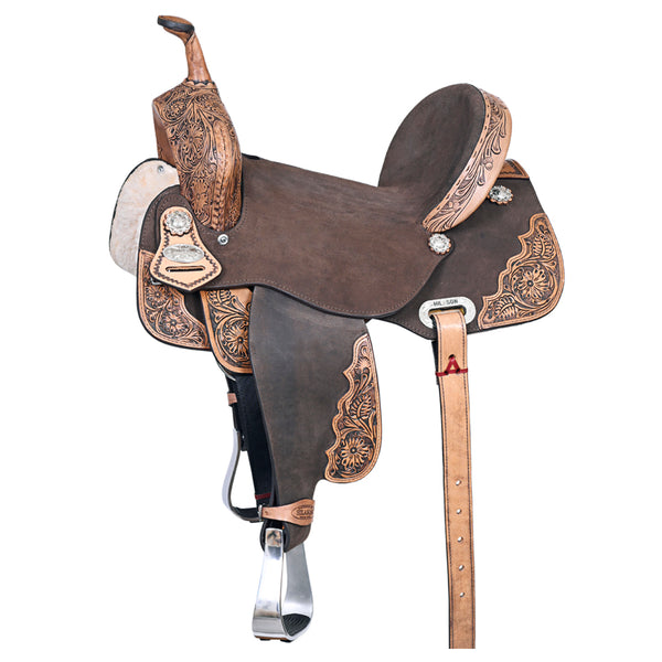 Western Horse Saddle Hilason Flex Tree American Leather Trail Barrel - Uhorse