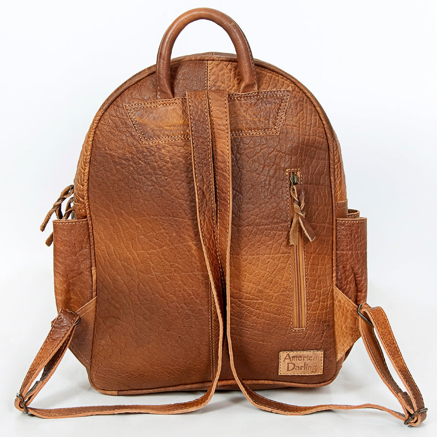 American Darling Backpack Bag Hand Tooled Floral Carved Panel Cowhide Genuine Leather Western Travel Bag with YKK Zipper