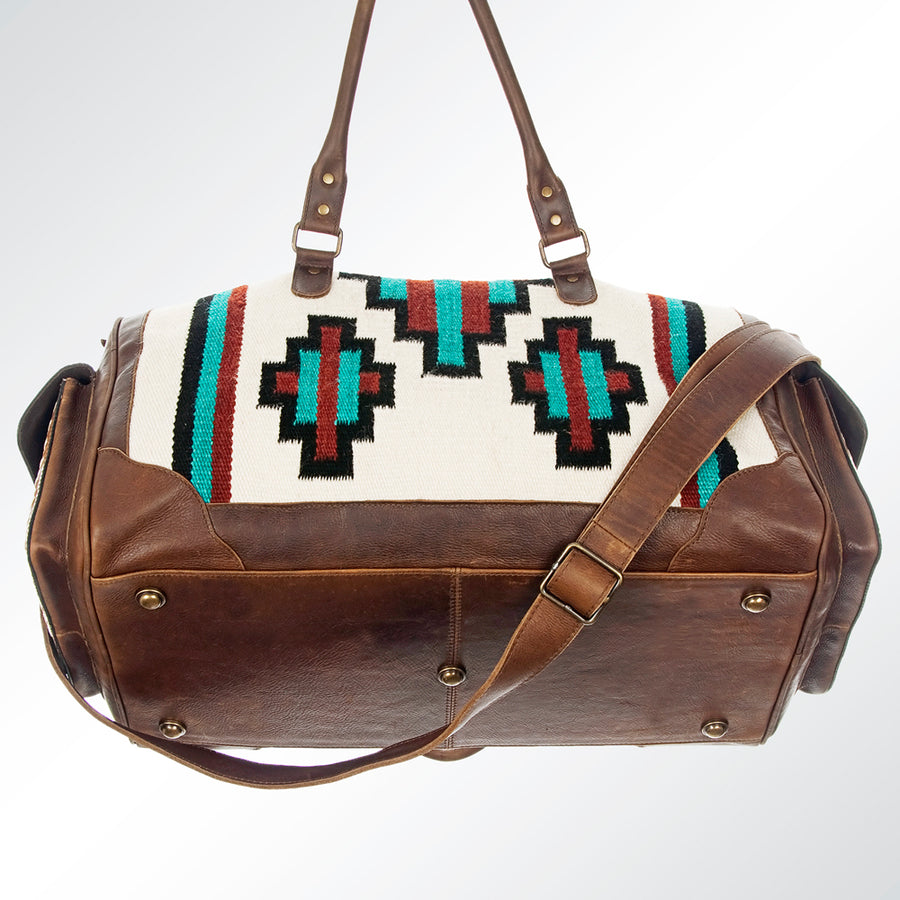 American Darling Duffel Bag Hand Woven Saddle Blanket Genuine Leather Western Travel Bag with YKK Zipper