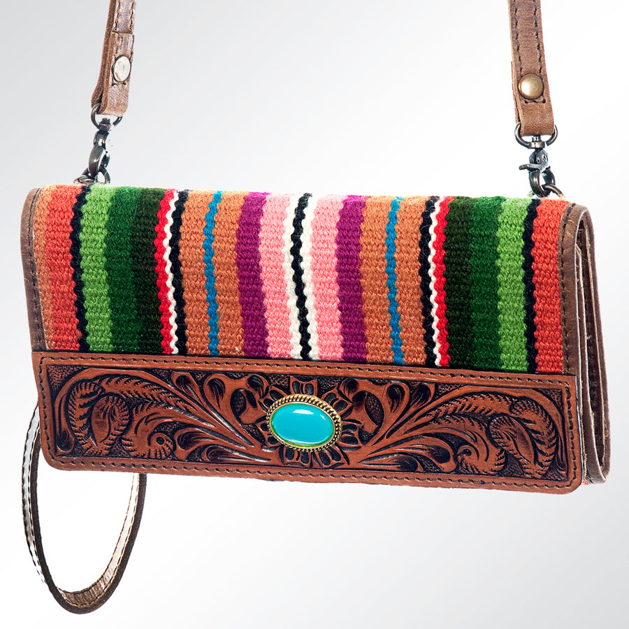 American Darling Small Cross body Bag Hand Tooled Floral Carved Saddle Blanket Genuine Leather Western Purse with YKK Zipper