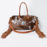 American Darling ADBG608 Duffel Hand Tooled Hair On Genuine Leather Women Bag Western Handbag Purse