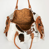 American Darling ADBG608 Duffel Hand Tooled Hair On Genuine Leather Women Bag Western Handbag Purse