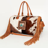 American Darling ADBG608 Duffel Hand Tooled Hair On Genuine Leather Women Bag Western Handbag Purse