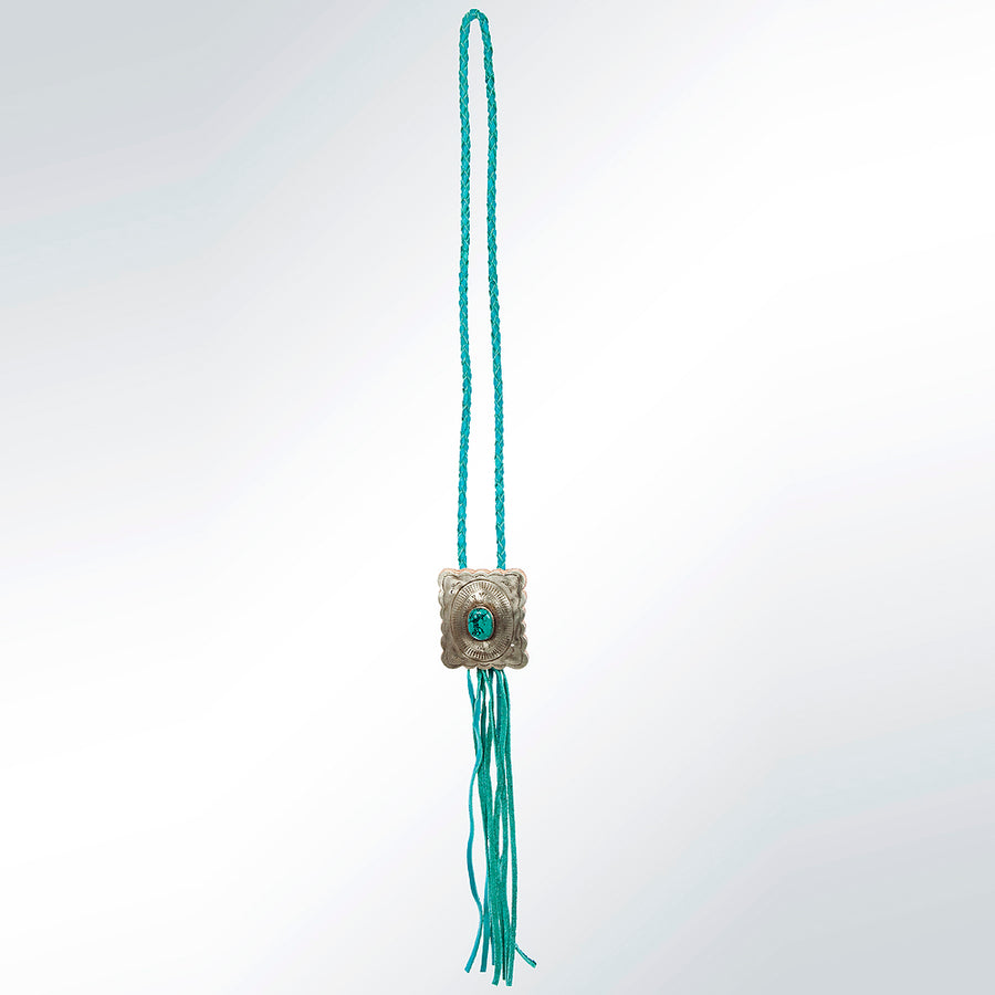 American Darling ADJW101D Braided Genuine Leather Jewelry Necklace with Concho