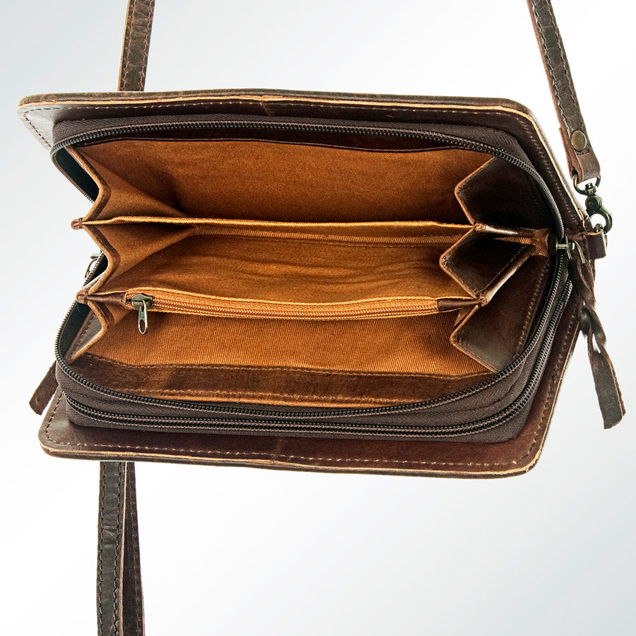 American Darling Organiser Bag Hand Woven Saddle Blanket Genuine Leather Western Wallet Purse with YKK Zipper