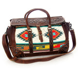 American Darling ADBG643 Duffel Hand Tooled Saddle Blanket Genuine Leather Women Bag Western Handbag Purse