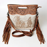 American Darling Clutch Hand Tooled Saddle Blanket Fabric Genuine Leather Western Women Bag Handbag Purse | Purses for Cute
