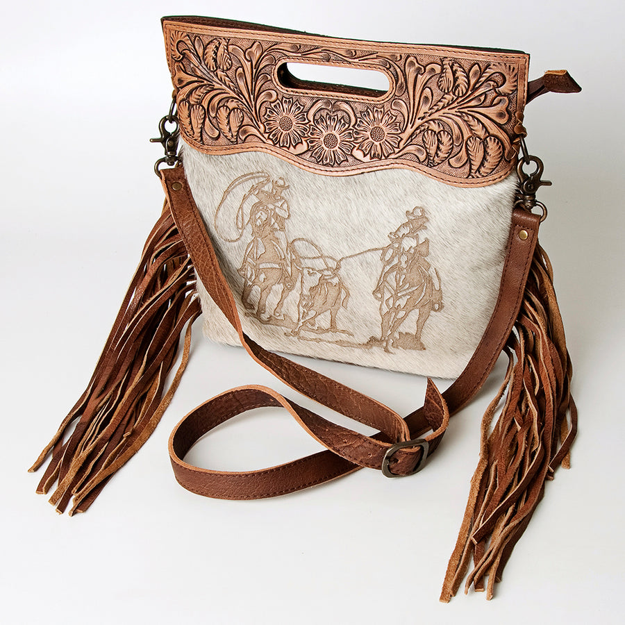 American Darling Clutch Hand Tooled Hair on Genuine Leather Western Women Bag Handbag Purse | Purses for Cute - Uhorse