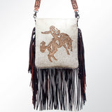 American Darling Messenger Hand Tooled Hair On Genuine Leather W.