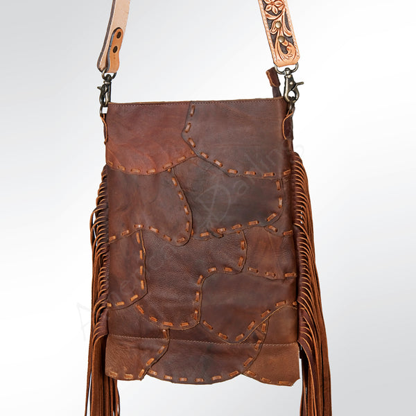 American Darling Handcrafted Western Leather Large Cross body Bag with Fringes - Uhorse