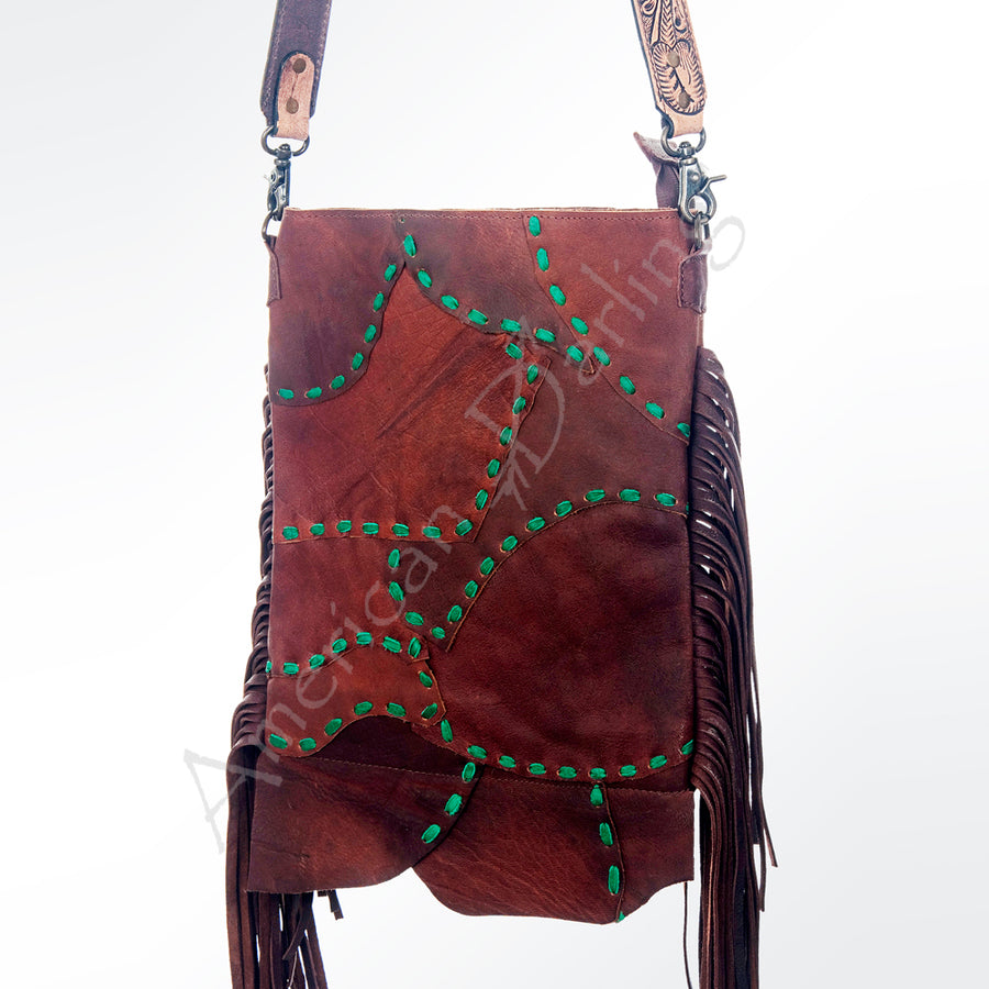 American Darling Handcrafted Western Leather Large Cross body Bag with Fringes - Uhorse