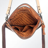 American Darling Clutch Bag Hand Tooled Floral Carved Cowhide Genuine Leather Western Bag with Fringes & YKK Zipper