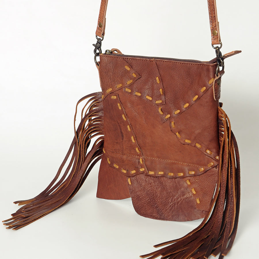 American Darling Handcrafted Western Leather Cross body Bag with Fringes - Uhorse