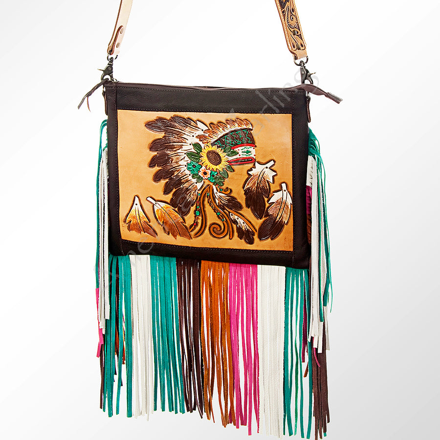American Darling Hand-Tooled Floral Western Leather Cross body Bag - Uhorse
