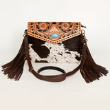 American Darling ADBGD120 Clutch Hand Tooled Hair-On Genuine Leather Women Bag Western Handbag Purse