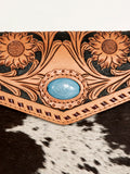 American Darling ADBGD120 Clutch Hand Tooled Hair-On Genuine Leather Women Bag Western Handbag Purse