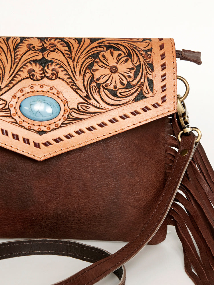 American Darling Envelope Hand Tooled Genuine Leather Women Bag Western Handbag Purse | Purses for Cute