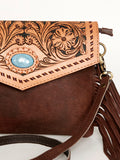 American Darling ADBGD122 Clutch Hand Tooled Hair-On Genuine Leather Women Bag Western Handbag Purse