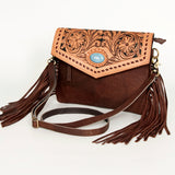 American Darling ADBGD122 Clutch Hand Tooled Hair-On Genuine Leather Women Bag Western Handbag Purse