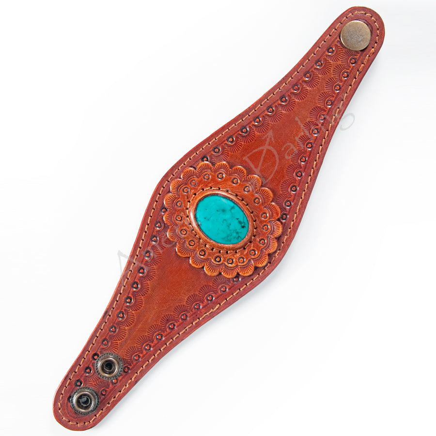 American Darling ADBRF135 Hand tooled carved Genuine Leather Bracelet by Hilason – Cowboy and equestrian accessories