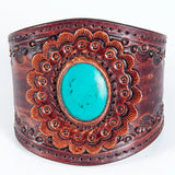 American Darling ADBRF136 Hand tooled carved Genuine Leather Bracelet women