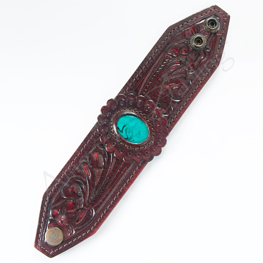 American Darling ADBRF138 Hand tooled carved Genuine Leather Bracelet by Hilason – Cowboy and equestrian accessories