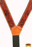Men Leather Floral Suspender Hilason