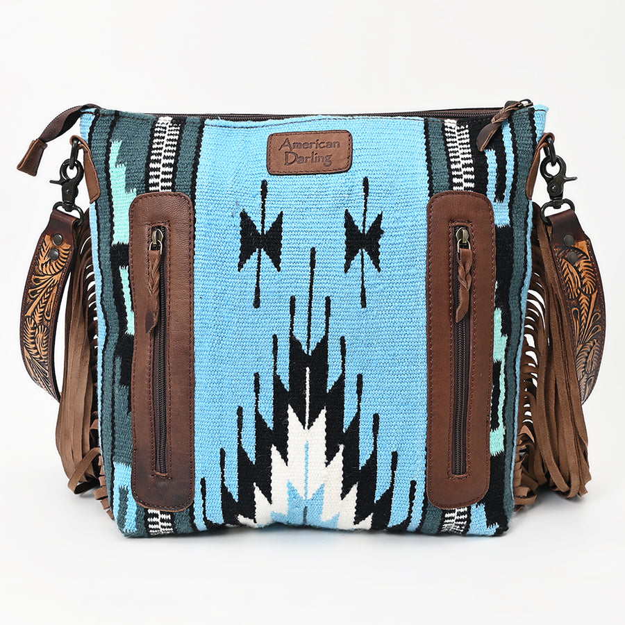 American Darling Signature Crossbody Hand Tooled Upcycled Wool Genuine Leather Women Bag Western Handbag Purse | for Cute