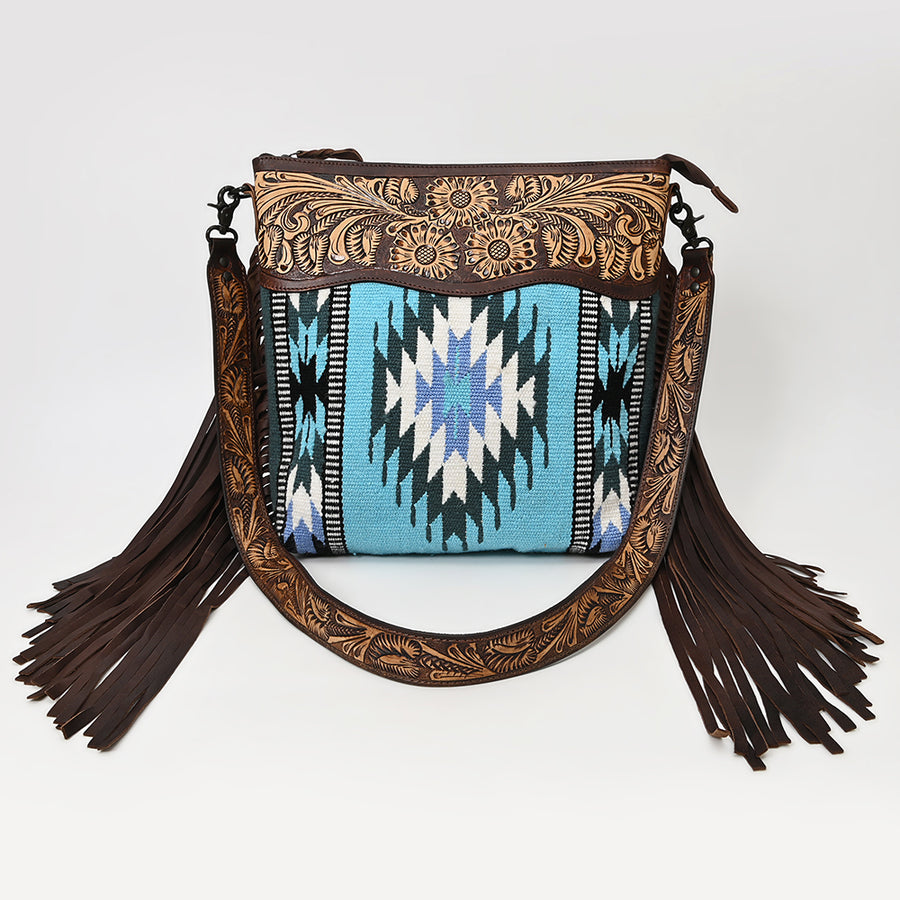 American Darling Signature Crossbody Hand Tooled Upcycled Wool Genuine Leather Women Bag Western Handbag Purse | for Cute