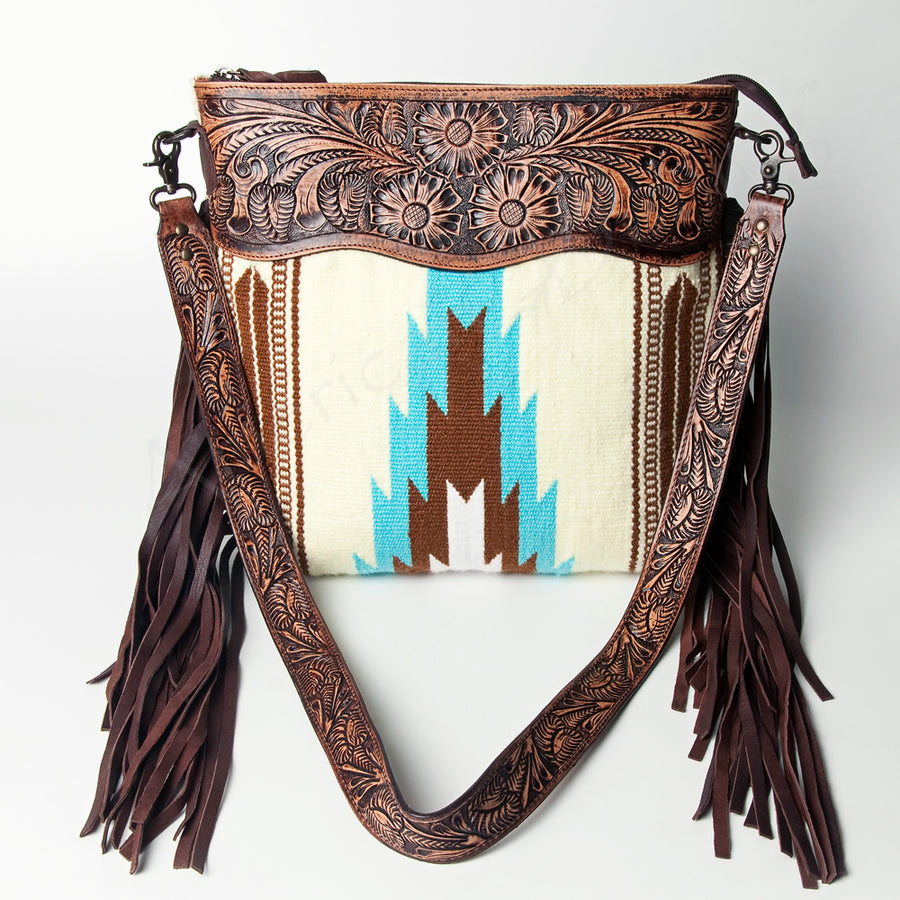 American Darling Signature Crossbody Hand Tooled Upcycled Wool Genuine Leather Women Bag Western Handbag Purse | for Cute